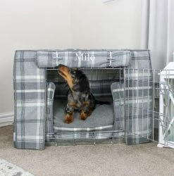 Wholesale 👍 Best Pirce 🌟 Personalised 🐕 🐶 Dog Crate Cover in Balmoral Dove Grey Tweed by Lords & Labradors 👏 🎉 -Cheap Lords & Labradors Store CrateSet3 6f25ae4b 0b44 4e9f a663 ec133ced694a