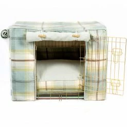 Brand new 🥰 Top 10 ⭐ 🐕 Dog Crate Set in Balmoral Duck Egg Tweed by Lords & Labradors 🧨 🔥 -Cheap Lords & Labradors Store balmoral duck egg tweed crate set by lords labradors studio gold