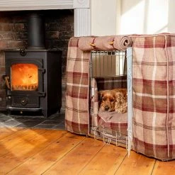 Promo 👍 Brand new 🌟 🐕 Dog Crate Cover in Balmoral Mulberry Tweed by Lords & Labradors 😀 🎁 -Cheap Lords & Labradors Store balmoral mulberry crate cover lifestyle