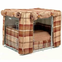 Hot Sale 🧨 Outlet ❤️ 🐶 Dog Crate Set in Balmoral Mulberry Tweed by Lords & Labradors 👏 🎁 -Cheap Lords & Labradors Store balmoral mulberry tweed crate set by lords labradors side
