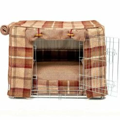 Hot Sale 🧨 Outlet ❤️ 🐶 Dog Crate Set in Balmoral Mulberry Tweed by Lords & Labradors 👏 🎁 -Cheap Lords & Labradors Store balmoral mulberry tweed crate set by lords labradors studio silver