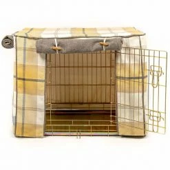 Brand new 🛒 New ⌛ 🐕 Dog Crate Set in Balmoral Ochre Ash Tweed by Lords & Labradors 👍 😀 -Cheap Lords & Labradors Store balmoral ochre ash tweed crate set by lords labradors studio front