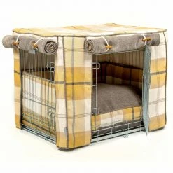 Brand new 🛒 New ⌛ 🐕 Dog Crate Set in Balmoral Ochre Ash Tweed by Lords & Labradors 👍 😀 -Cheap Lords & Labradors Store balmoral ochre ash tweed crate set by lords labradors studio side