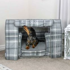 Wholesale 🌟 Cheap ✔️ 🦮 Dog Crate Cover in Balmoral Dove Grey Tweed by Lords & Labradors 🌟 🔔