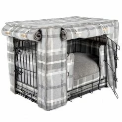 Coupon 😉 Deals ⭐ 🐕 Dog Crate Set In Balmoral Dove Grey Tweed By Lords & Labradors 👍 👏 -Cheap Lords & Labradors Store dove grey full set black