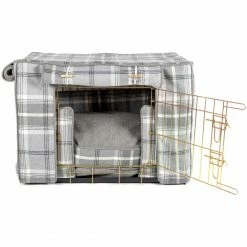 Coupon 😉 Deals ⭐ 🐕 Dog Crate Set In Balmoral Dove Grey Tweed By Lords & Labradors 👍 👏 -Cheap Lords & Labradors Store dove grey full set gold