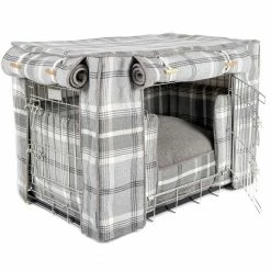 Coupon 😉 Deals ⭐ 🐕 Dog Crate Set In Balmoral Dove Grey Tweed By Lords & Labradors 👍 👏 -Cheap Lords & Labradors Store dove grey full set silver 2