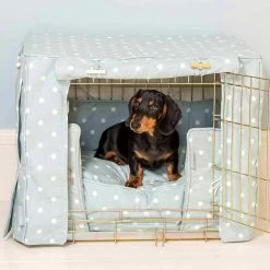 Discount 🌟 Buy 🔥 🐶 Dog Crate Cover in Duck Egg Spot Cotton by Lords & Labradors 🧨 ❤️