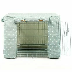 Discount 🌟 Buy 🔥 🐶 Dog Crate Cover in Duck Egg Spot Cotton by Lords & Labradors 🧨 ❤️ -Cheap Lords & Labradors Store duck egg spot cotton crate cover studio front