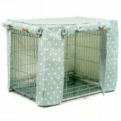 Discount 🌟 Buy 🔥 🐶 Dog Crate Cover in Duck Egg Spot Cotton by Lords & Labradors 🧨 ❤️ -Cheap Lords & Labradors Store duck egg spot cotton crate cover studio side