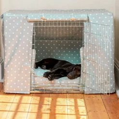 Top 10 🥰 Cheapest 🔔 🐕 Dog Crate Cover in Duck Egg Spot Oil Cloth by Lords & Labradors ❤️ 🎉