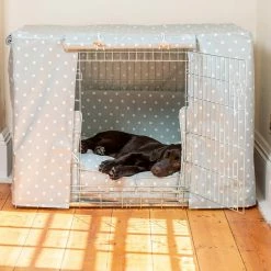 Cheap 💯 Best Pirce 🔥 🦮 Dog Crate Set in Duck Egg Spot Oil Cloth by Lords & Labradors 🛒 😉