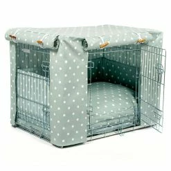 Cheap 💯 Best Pirce 🔥 🦮 Dog Crate Set in Duck Egg Spot Oil Cloth by Lords & Labradors 🛒 😉 -Cheap Lords & Labradors Store duck egg spot oil cloth crate set by lords labradors studio