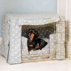Cheap 🌟 Best reviews of 🎁 🐕 Dog Crate Cover in Grey Spot Cotton by Lords & Labradors 👍 ❤️