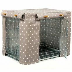Flash Sale ❤️ Promo 😍 🐶 Dog Crate Cover in Grey Spot Oil Cloth by Lords & Labradors 😀 😉 -Cheap Lords & Labradors Store grey spot oil cloth crate cover studio corner