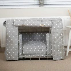 Brand new ✔️ Cheapest 😉 🐶 Dog Crate Set in Grey Spot by Lords & Labradors ✔️ ✨ -Cheap Lords & Labradors Store grey spot silver crate set