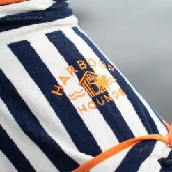 Cheapest 😉 Promo 🥰 Harbour Hounds Navy Stripe Drying 🧥 🧥 Coat 🤩 🤩 -Cheap Lords & Labradors Store harbour hounds blue stripe drying robe labarador embroidered logo 2