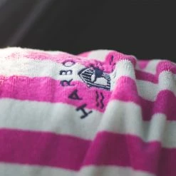 Hot Sale 🔥 Coupon ❤️ Harbour Hounds Pink Stripe Drying 🧥 🧥 Coat 🎉 ❤️ -Cheap Lords & Labradors Store harbour hounds pink stripe drying robe embroidered logo