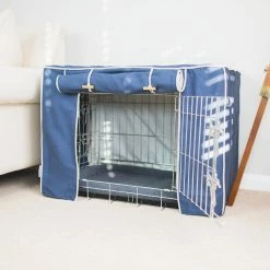 Wholesale 🎁 Best Sale 🔥 🦮 Dog Crate Cover In Savanna Indigo by Lords & Labradors 👏 🤩 5 Wholesale 🎁 Best Sale 🔥 🦮 Dog Crate Cover In Savanna Indigo by Lords & Labradors 👏 🤩 -Cheap Lords & Labradors Store lords and labradors savanna indigo dog crate cover side view