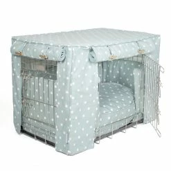 Top 10 🤩 Wholesale 👏 🐶 Dog Crate Set in Duck Egg Spot by Lords & Labradors 🔥 🤩 -Cheap Lords & Labradors Store lords and labradors suck egg spot silver studio sideshot