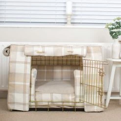 New 🎁 Promo ⌛ 🐶 Dog Crate Set In Balmoral Natural Tweed By Lords & Labradors ✨ ✨ -Cheap Lords & Labradors Store natural tweed gold crate set