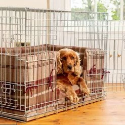 Coupon 🔔 Top 10 🎉 Personalised 🦮 🦮 Dog Crate Bumper in Balmoral Mulberry Tweed by Lords & Labradors ⭐ 👍