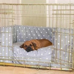 Cheap โค๏ธ Buy ๐ Personalised ๐ถ ๐ถ Dog Crate Bumper in Grey Spot by Lords & Labradors โจ ๐