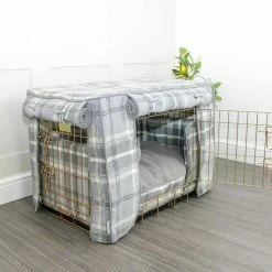Top 10 💯 Budget 😍 Personalised 🐶 🦮 Dog Crate Bumper in Balmoral Dove Grey Tweed by Lords & Labradors 🎉 🥰 -Cheap Lords & Labradors Store personalised dog crate cover in balmoral dove grey tweed by lords labradors crate cover