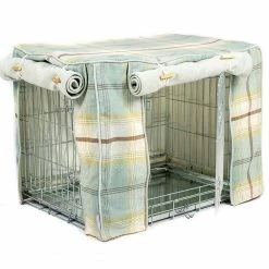 Discount 🧨 Budget 🎁 Personalised 🦮 🐶 Dog Crate Cover in Balmoral Duck Egg Tweed by Lords & Labradors 😀 ✔️ -Cheap Lords & Labradors Store personalised dog crate cover in balmoral duck egg tweed by lords labradors side