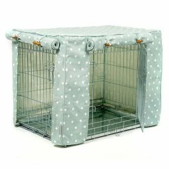Best Sale 😍 Best Sale ⌛ Personalised 🦮 🦮 Dog Crate Cover in Duck Egg Spot Cotton by Lords & Labradors ⌛ 💯 -Cheap Lords & Labradors Store personalised dog crate cover in duck egg spot cotton by lords labradors