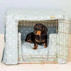 Best Sale 😍 Best Sale ⌛ Personalised 🦮 🦮 Dog Crate Cover in Duck Egg Spot Cotton by Lords & Labradors ⌛ 💯 -Cheap Lords & Labradors Store personalised dog crate cover in duck egg spot cotton by lords labradors lifestyle