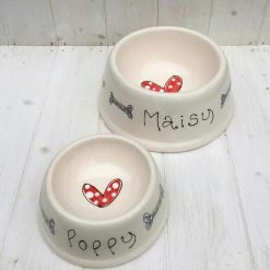 New ๐ Best Sale ๐ Purple Glaze Personalised ๐ถ ๐ฆฎ Dog Bowl Angled - Hearts & Bones ๐งจ โ๏ธ
