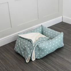 Coupon 🧨 Wholesale ❤️ Lords & Labradors Personalised Box Bed For 🐕 🦮 Dogs - Spots & Stripes Collection 🧨 🔔 -Cheap Lords & Labradors Store personalised spots stripes box bed for dogs duck egg spot blanket