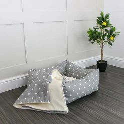Coupon 🧨 Wholesale ❤️ Lords & Labradors Personalised Box Bed For 🐕 🦮 Dogs - Spots & Stripes Collection 🧨 🔔 -Cheap Lords & Labradors Store personalised spots stripes box bed for dogs grey spot