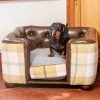 Best deal ⭐ Outlet 🔥 Lords & Labradors Personalised Tetford 🦮 🦮 Dog Chesterfield in Tan Leather & Ochre Ash Tweed ⌛ 🛒